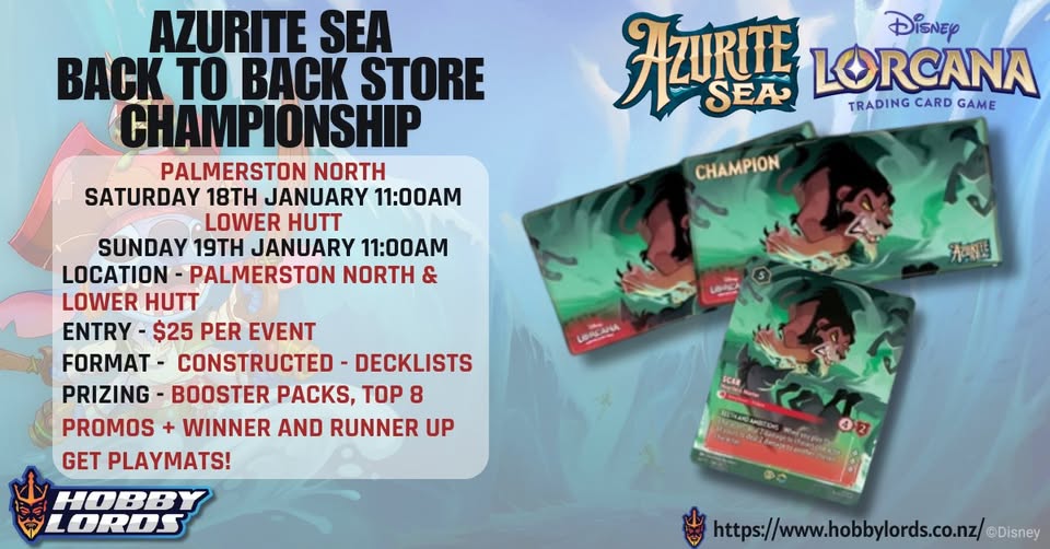 Disney Lorcana Azurite Sea Store Championship @ Hobby Lords Palmerston North