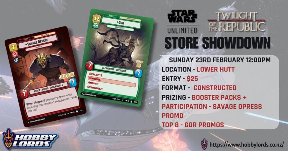 Star Wars Twilight of the Republic Store Showdown @ Lower Hutt