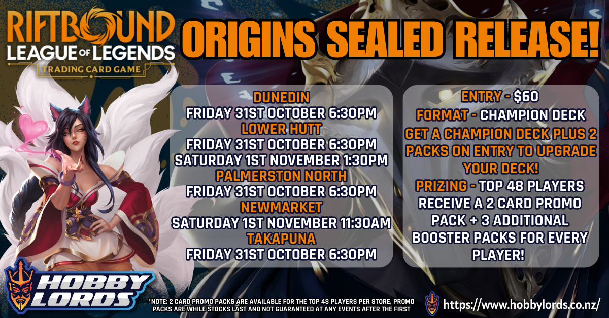 Riftbound - Origins Sealed Release @ Hobby Lords Lower Hutt Saturday