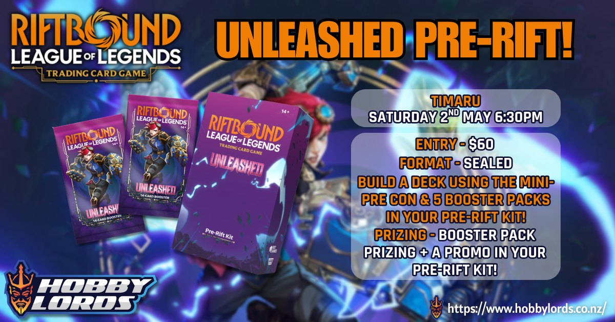 Pre Rift Event Hobby Lords Timaru Unleashed Pre Rift Event - Hobby Lords