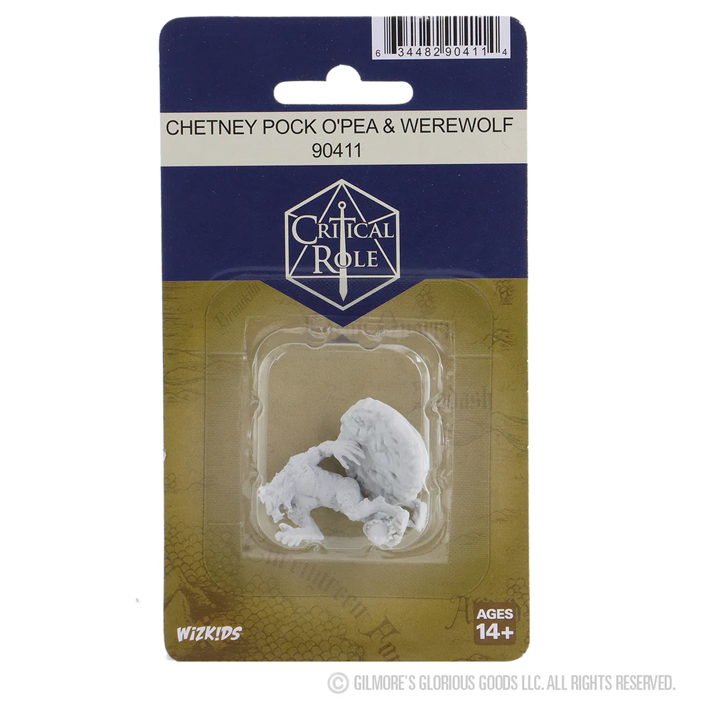 Critical Role Unpainted Miniatures: Chetney Pock O'Pea & Werewolf