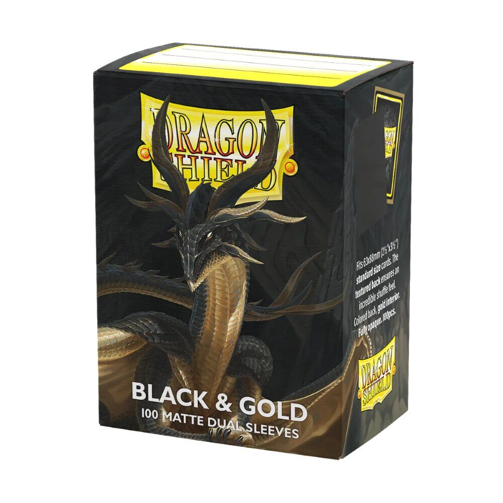 Dragon Shield: Sleeves (100ct) Matte Dual – Black & Gold