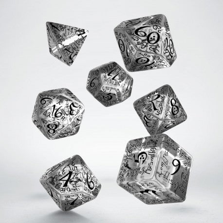 Q Workshop Elvish Translucent & Black Dice Set 7