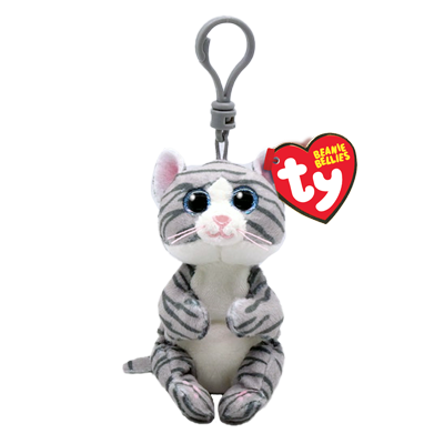 TY Beanie Bellies MITZI - Grey Tabby Cat Clip