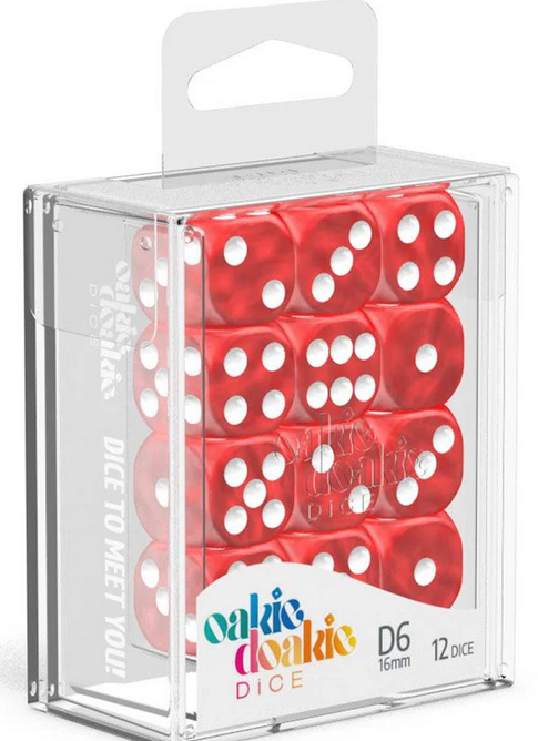 Oakie Doakie Dice - Marble D6 (16 mm) - Red