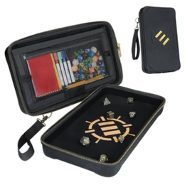 Enhance Tabletop RPG Dice Organizer Case & XL Rolling Tray - Black