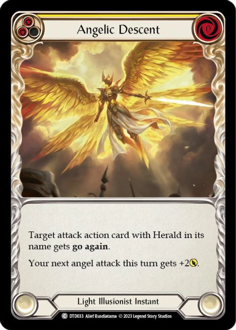 Angelic Descent - DTD033 - (Yellow) - Rainbow Foil - Common - Dusk to Dawn
