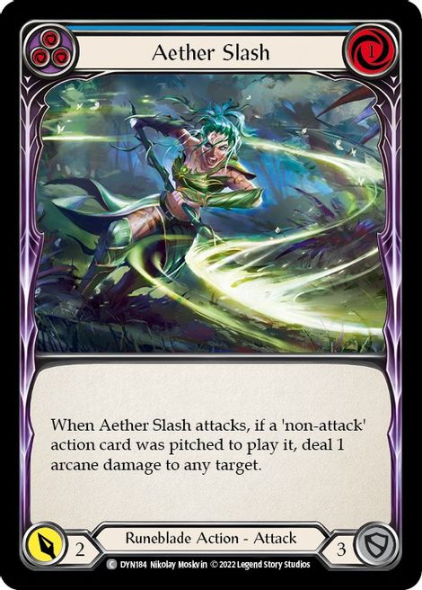 Aether Slash - DYN184 - (Blue) - Rainbow Foil - Common - Dynasty