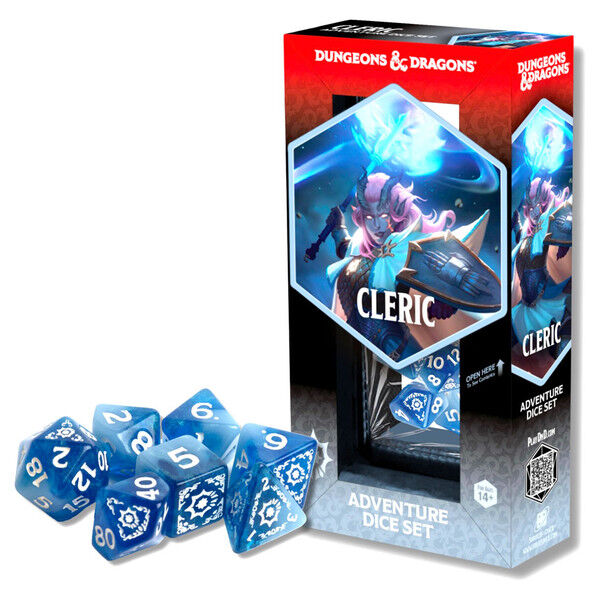 Sirius Dice - D&D Adventure Dice - Cleric - White/Blue (14 Dice)