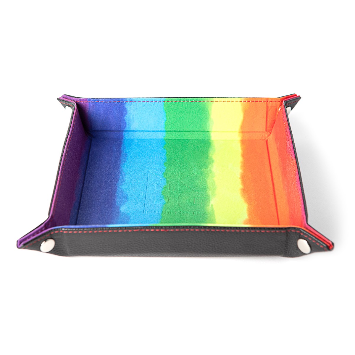 Fanroll: Fold up Velvet Dice Tray - 10x10 Watercolour Rainbow