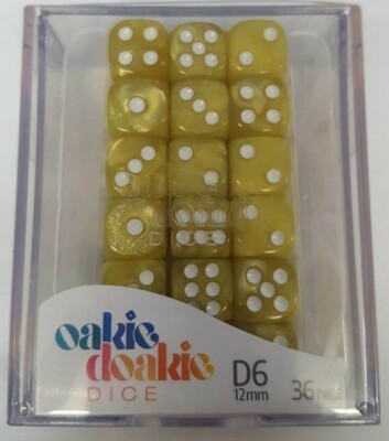 Oakie Doakie Dice - Marble Yellow D6 12mm (36 Dice)